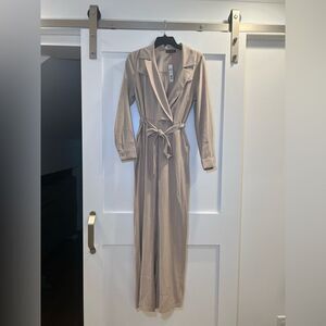 The Limited Taupe Wide Leg Jumpsuit Petite Medium